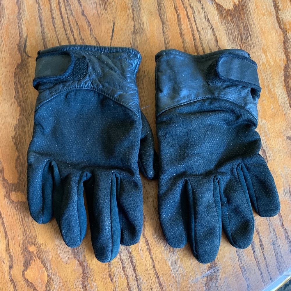 Black Leather Motorcycle Gloves